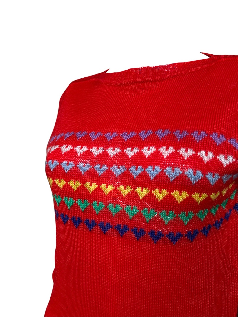 Red Heart-Pattern Women's Sweater - Picture 5 of 5